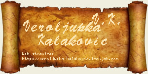 Veroljupka Kalaković vizit kartica